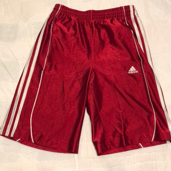 boys red adidas shorts